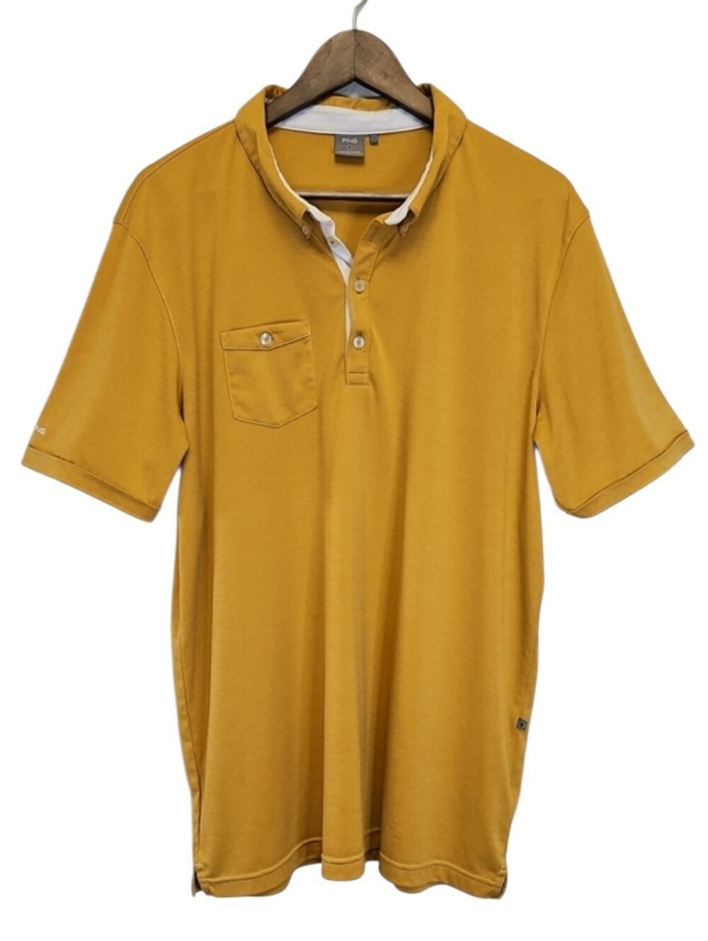 Ping Men’s Mustard Golf Polo Shirt with Chest Pocket, Size XXL